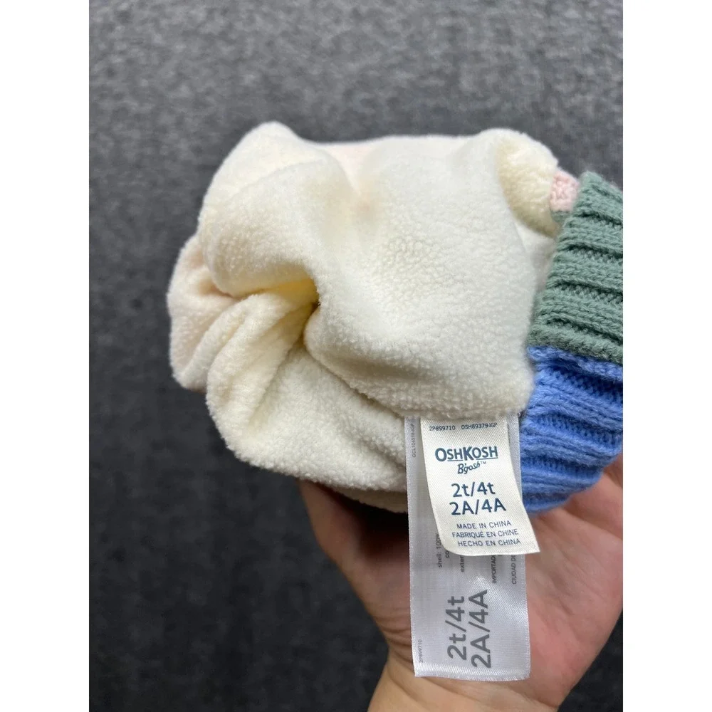 OshKosh Beanie Toddler 2T/4T Multi-Color Ribbed Fleece Lined Winter Hat
